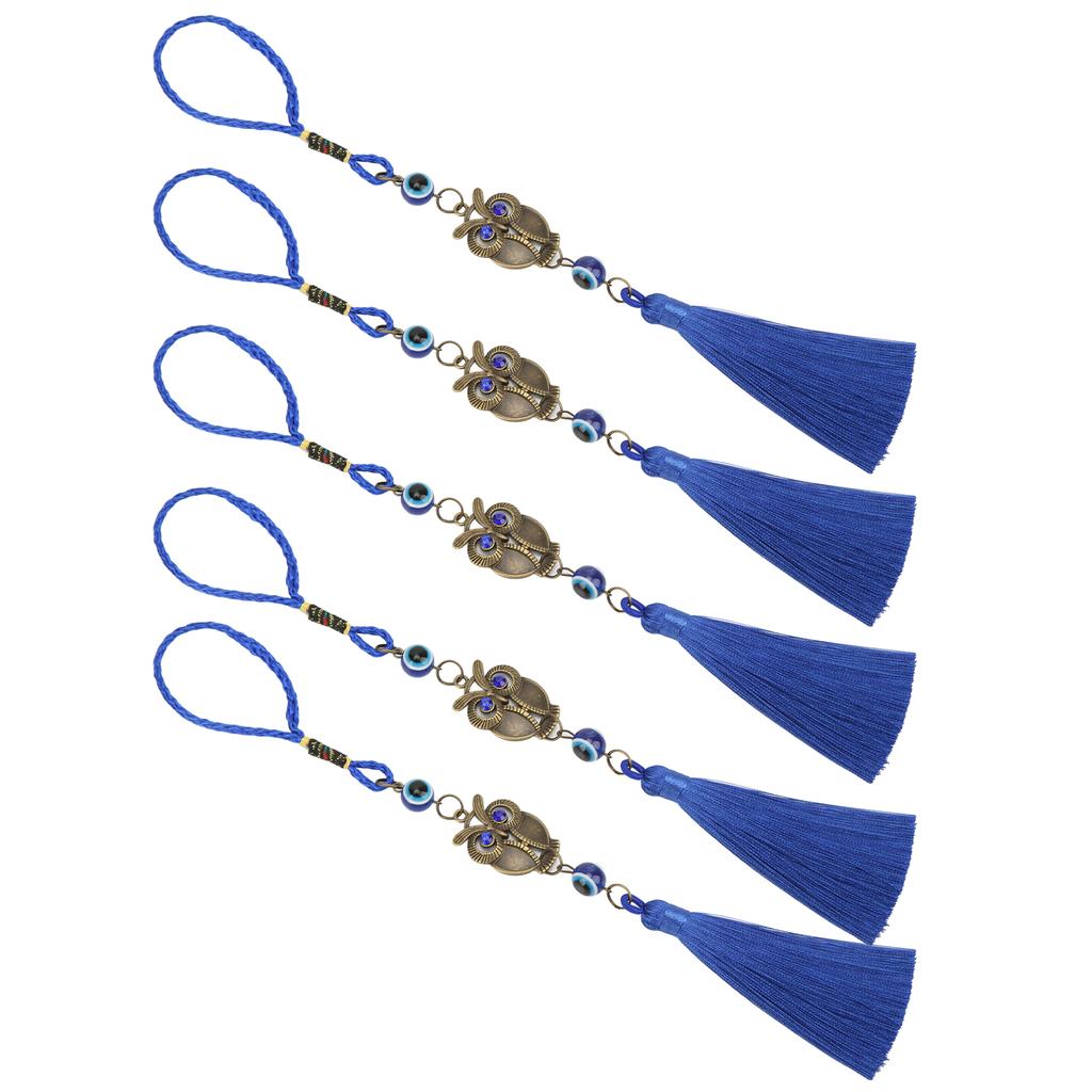 5 Pcs Owl Blue Eye Pendant Delicate Bronze Owl Blue Evil Eye Ornament Home Office Car Decorations