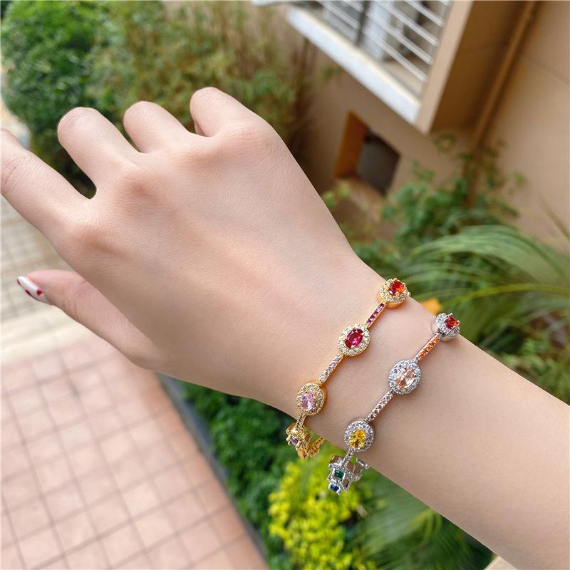 European and American New Fashion Trend Accessories Women's Creative Bracelet Simple Zircon Rainbow Bracelet 2026