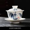Hand-Painted White Porcelain Cover Bowl Teacup Single High-Grade Ceramic Sancai Tea Bowl With Cover Large Non-Hot Kung Fu Tea Set