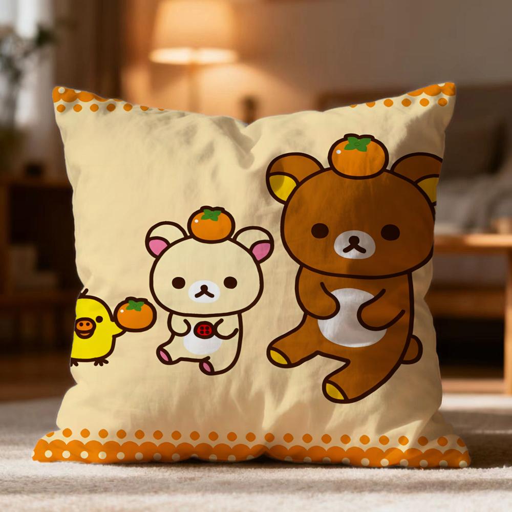 Fashion R-RRilakkuma Cushion Cover Soft Washable Pillow Case Multi-Scene for Couch Bed Travel Office Use