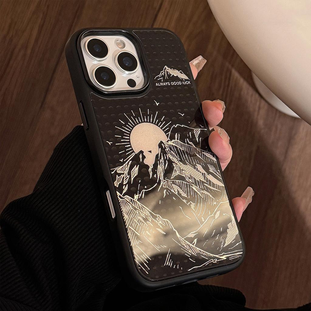 Gilt Mobile Phone Case for Apple 17 Promax Protective Case for IPhone 16 Sunrise Jinshan 12 for 15 Personalized Glass