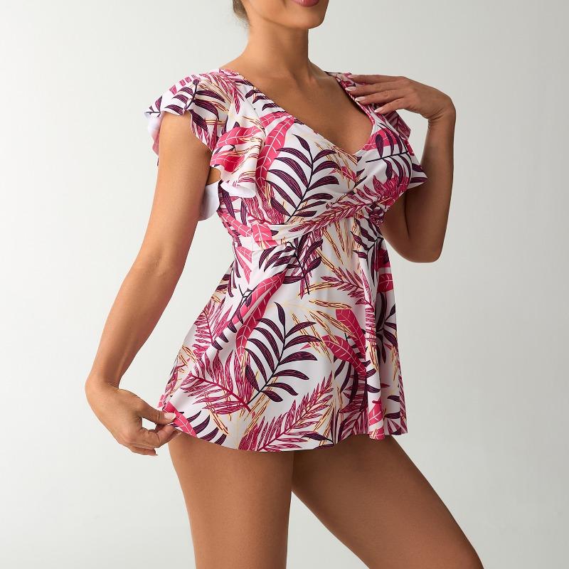 Women Conservative Split Skirted Tankini Two Piece Swimsuit Bathing Suit