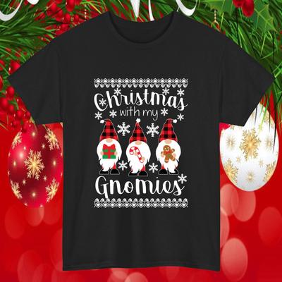 Christmas With My Gnomies T-Shirt Funny Holiday Xmas Gnome Family Gift Tee Top