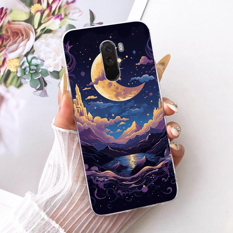 Para Xiaomi Pocophone F1 Funda Lujo Lazo Flores Pintadas Cubierta 6.18'' Suave TPU Funda para Teléfono Para Xiaomi Poco F1 PocoF1 Fundas Bumper