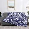 Decke Paisley Bohemian Breeze Art-Weiß und Blau 1612 Blau-Weißes Paisley-Muster