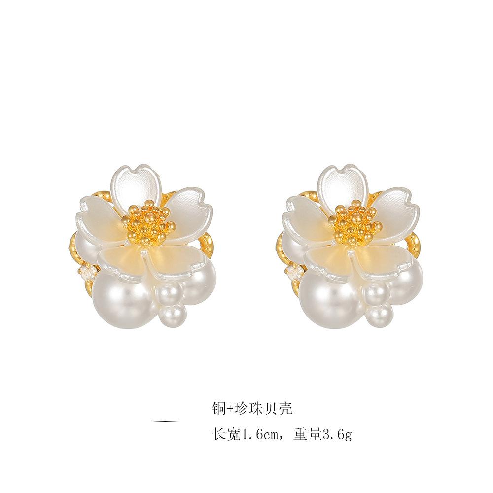 Flower Earrings Design Light Luxury High-End Stud Earrings Temperament Versatile Ear Jewelry