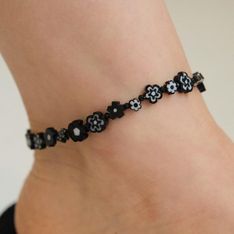

cotoit Black Flower Anklet 230mm