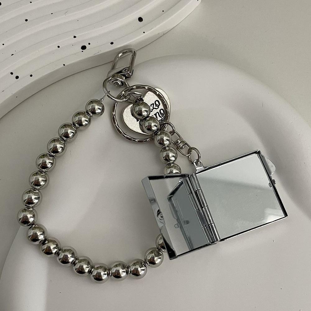 Metalowy Brelok do Kluczy w Kształcie Serca Lusterko Wisiorek do Telefonu Komórkowego Zapobiegający Zgubieniu Metalowy Y2k Lusterko Brelok Wisiorek do Słuchawek Aparatu