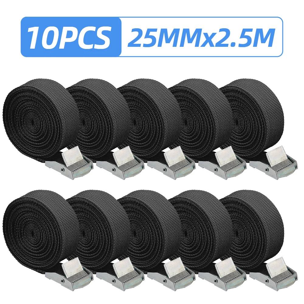 

10PCS Reusable Buckle Strapping Ties - Adjustable Cam Lock Straps Made of Anti-Rust Alloy for Secure Fastening чорний