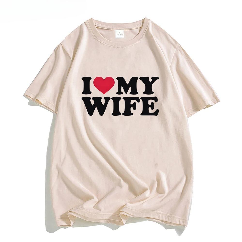 I Love My Wife Red Heart Symbol T-shirts MEN T Shirts Korean Style Personality Tshirts O-neck High Quality