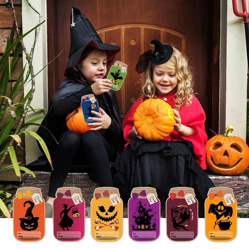 Treat Bags Cards For Halloween 50Pack Candy Bags Halloween Cards Treat Bags Funny Greeting Goodie Bag Small Jar Party Favor For China Mainland