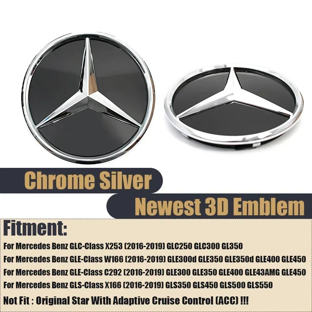 2025 Heißes Autoaufkleber Frontgrill Emblem Passend für Mercedes Benz GLC GLE GLS-Klasse X166 X253 Glänzender Stern Weiß Beleuchtetes Emblem