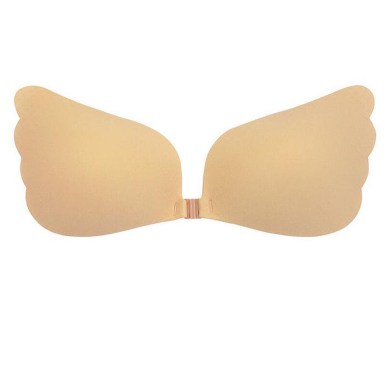 Angel's Wings Silicone Nipple Covers - Invisible Front Buckle Strapless Bra, Breathable & Seamless.