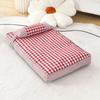 Washable Plaid Dog Bed with Pillow Comfortable Removable Thickened Dog Sofa Mats Soft Cloth/PP Cotton Dog Deep Sleeping Cushion