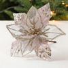 18cm Poinsettia Glitter Flower DIY Fake Flowers Christmas Flowers Large Hanging Ornaments Xmas Tree Decorations
