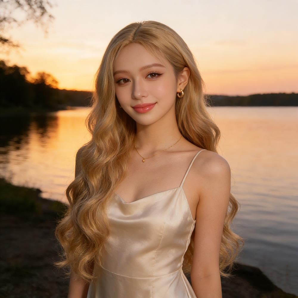 

Women Long Wave Blonde Hair with Bangs Synthetic Golden Brown Wigs Heat Resistant Fibre for Daily Cosplay золотий коричневий колір