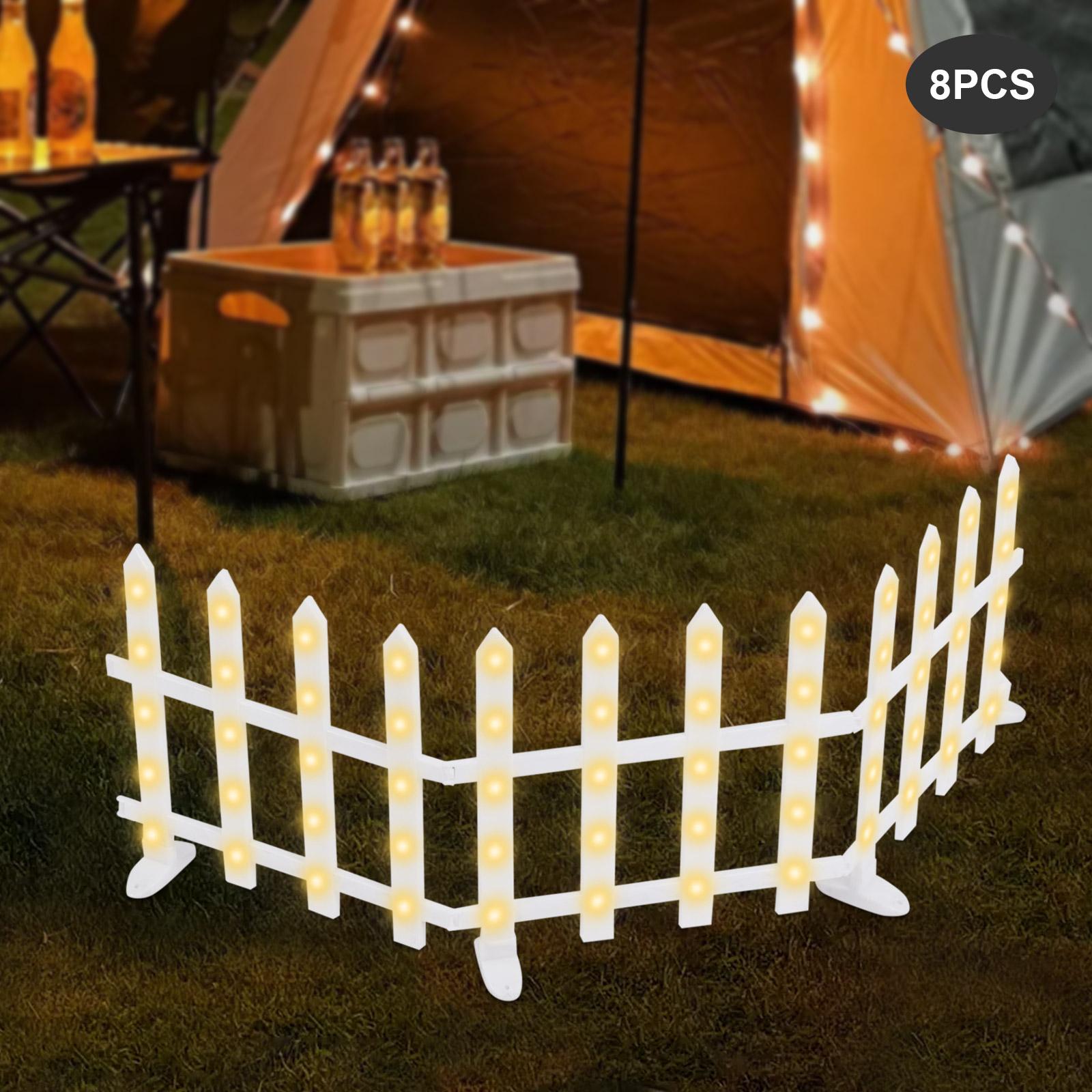 

Christmas Fence Lights Outdoor Decorations - 8PCS Warm White LED Holiday Fence Lighting with 5M Wire, 160 LEDs, 2 Lighting Modes 6-10W теплый белый