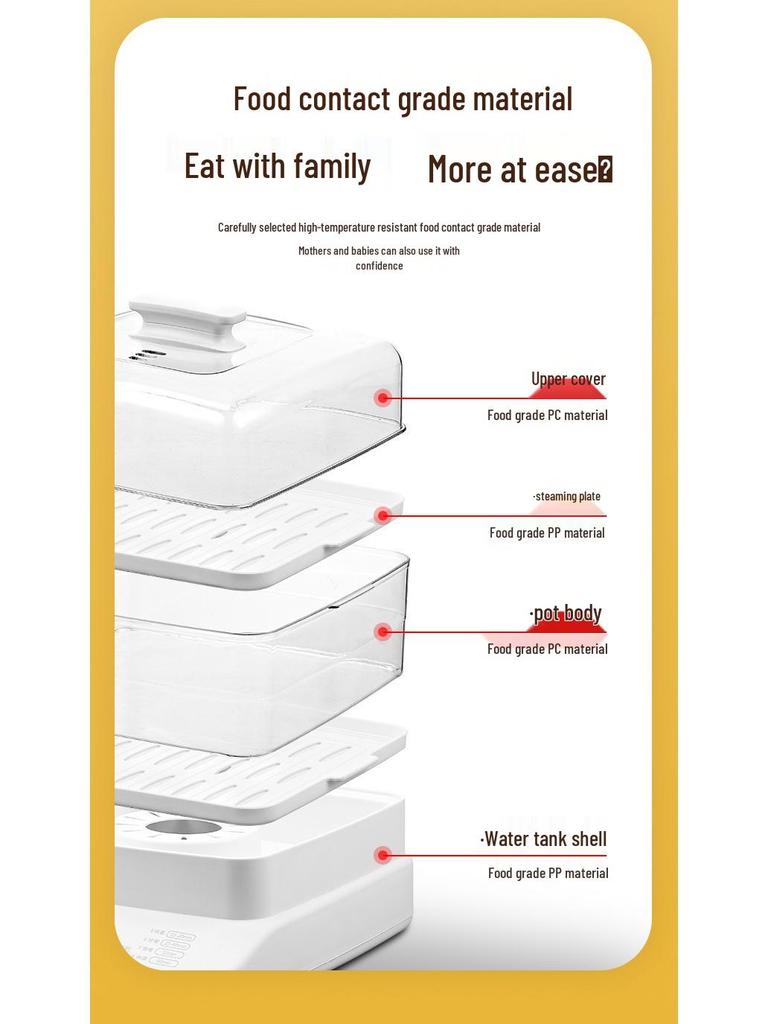 Dual Voltage Electric Steamer & Hot Pot, 10.5L Capacity, Double-Layer Insulated Cooking Pot.