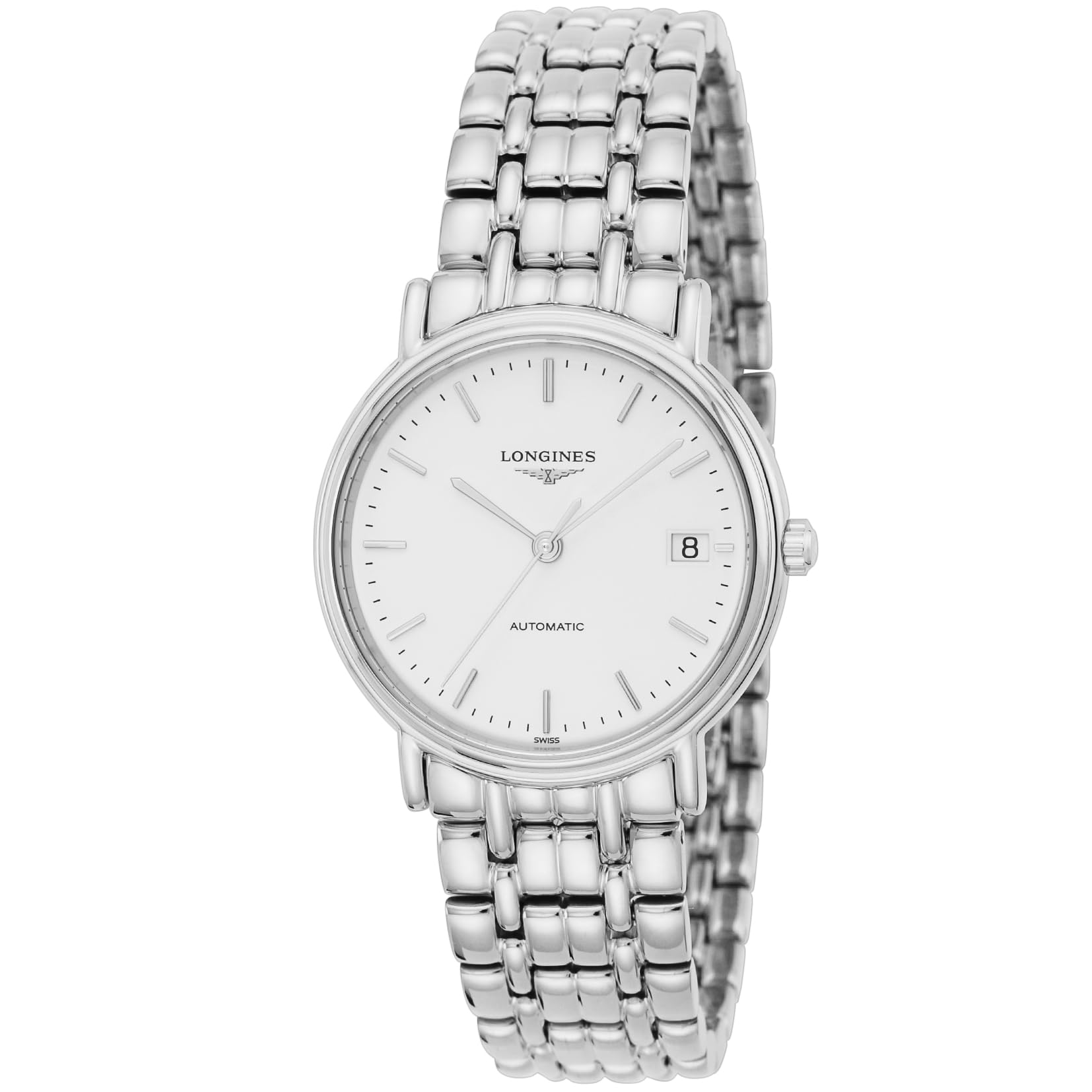 

Longines PRESENCE Automatic Water Sapphire White Stainless Men s Watch, Resistant, Crystal, Dial, Steel, Silver, L4.821.4.12.6 [Used] білий