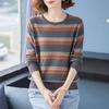 Spring Autumn Fashion Striped Long Sleeve Loose Sweaters for Female Trend Vintage Patchwork Knitted T-shirt Women's Clothing