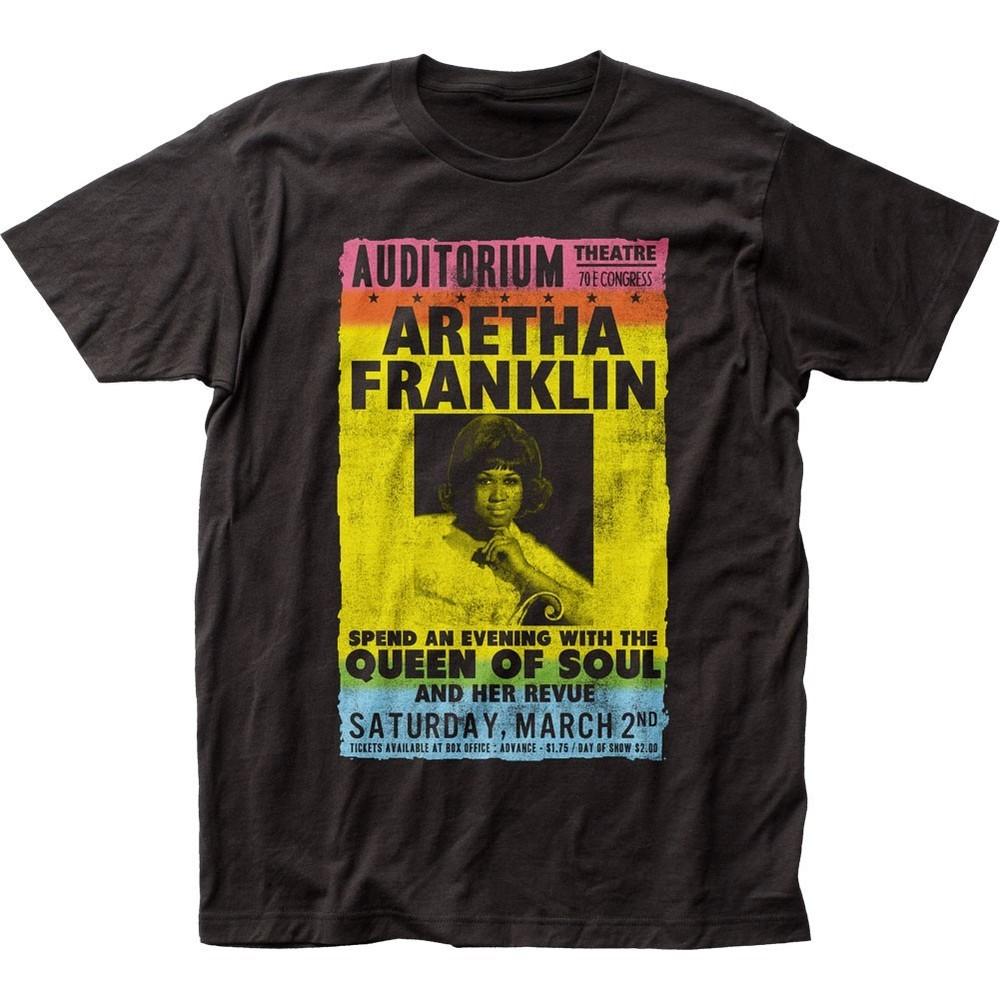 Aretha Franklin Tribute Poster Mens T Shirt Music Classic Soul Concert Tee Black Unisex T-Shirt L