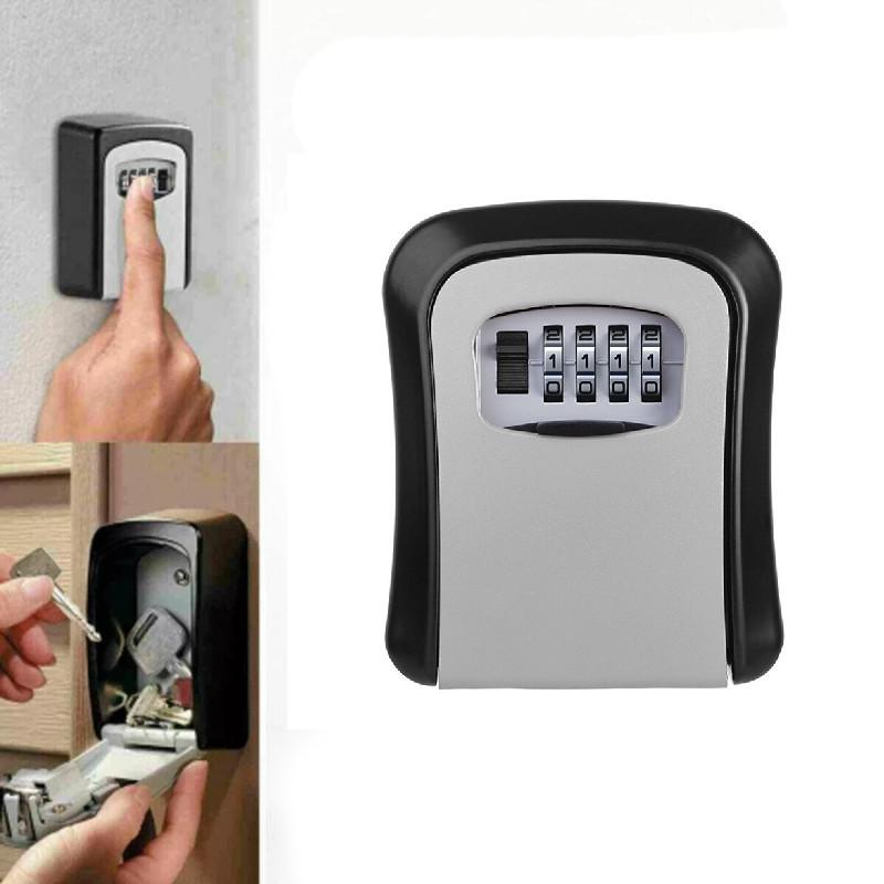 Safe Box Key Secure 4 Digit Combination Wall Mounted Lock Storage Aluminum Alloy
