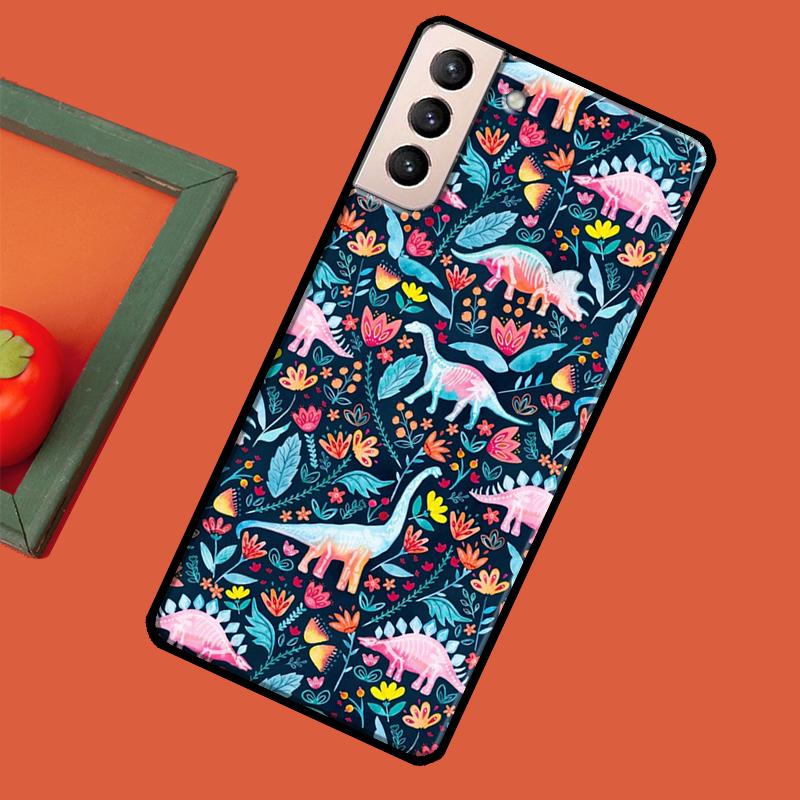 Cute Dino Dinosaur Cover For Samsung Galaxy S23 S21 Ultra S20 FE S8 S9 S10 Note 10 Plus Note 20 S22 Ultra Case