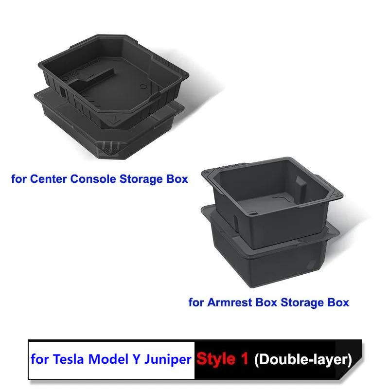 for Tesla Model Y Juniper 2025 2026 Center Console Storage Organizer Tray Y L YL Armrest Box Anti-slip Mat Techwear Accessories