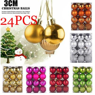 24Pcs Christmas Balls Ornaments Party Xmas Tree Decorations Hanging Ornament