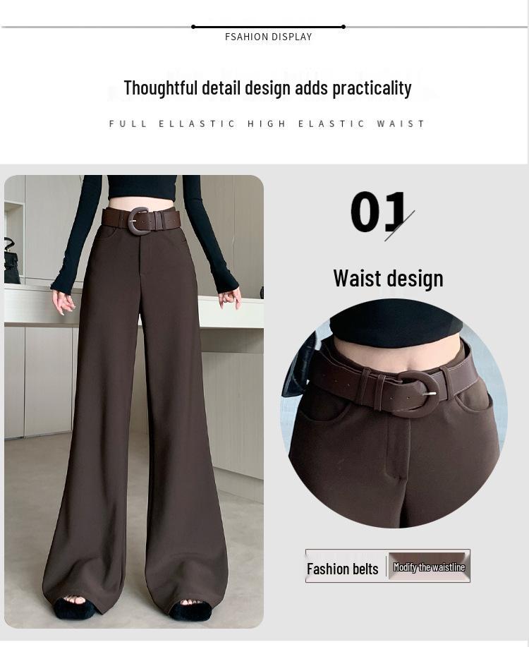 Milk Card Color Women's Wide-Leg Suit Pants, Slightly Flared, High Waist, Drapey, Floor-Length, 2026 Early Spring Fashion.