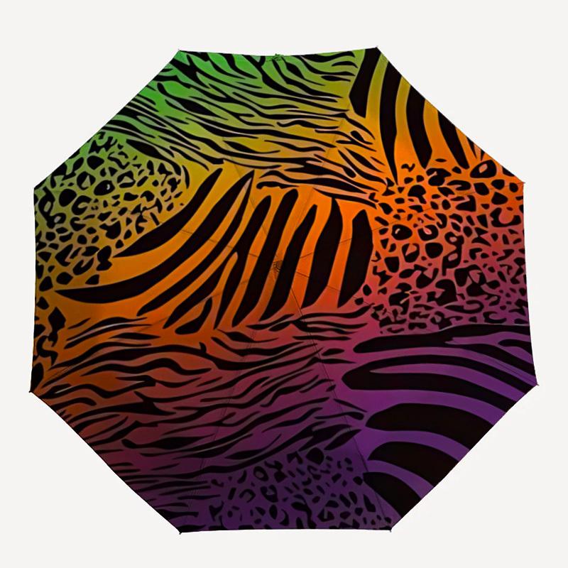 1pc Zebra Print Animal Automatic Open/close Umbrella, 8-Rib sturdy structure, Auto Folding/Opening, Portable Travel Umbrella for Women,265