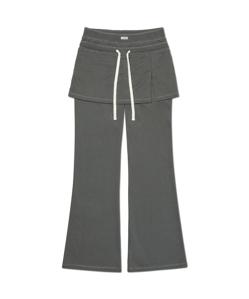 AWOSWEIB Double Waist Skirt Pants - Charcoal