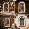 Christmas Tree Wooden Ornament Double Layer Festive Holiday Decor Hanging Pendant