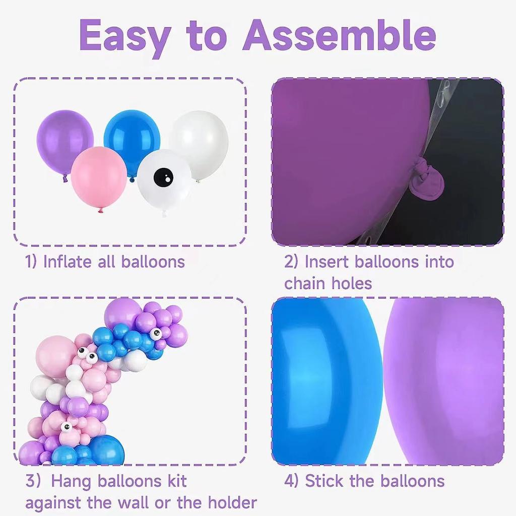 Purple Pink Balloon Set Halloween Eyes Matte Metal Balloon Wreath Birthday Party