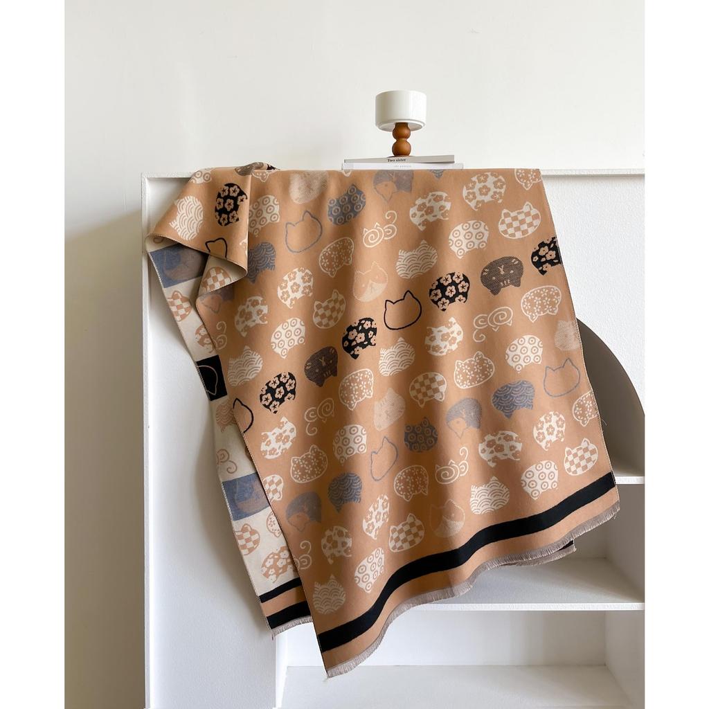 NEW Women Pashmina Scarves Fringe Wrap Winter Warm Fashion Brands Designer Cashmere Kitten two-sided Scarf Blanket Soft Shawls