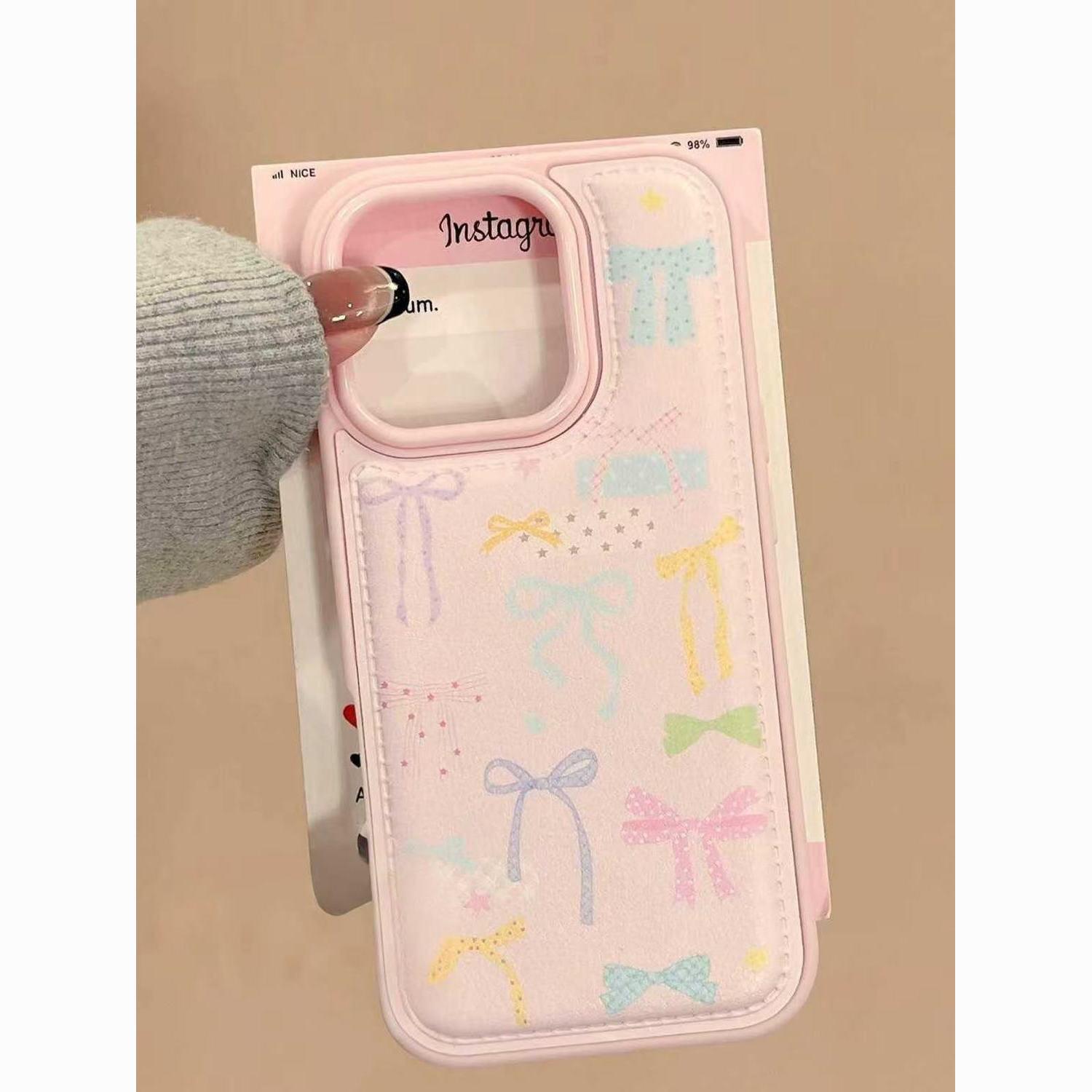 

White Pink Bowknot Drop-Proof Soft Shell for Apple iPhone 13 to 17 Pro Max Apple 17 Pro Max