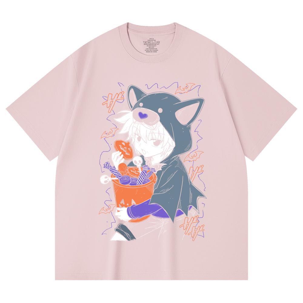230 Gsm 100% Cotton HXH V10 Killua Halloween Print Unisex Heavy Cotton T Shirt
