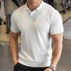 ,Men's Knitted Polo Shirt Summer Breathable Elastic Slim Fit Short Sleeve Casual Sports Business Top