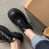 Grape mother British style small leather shoes women's comfortable platform big head women's shoes front lace-up small height-increasing loafers