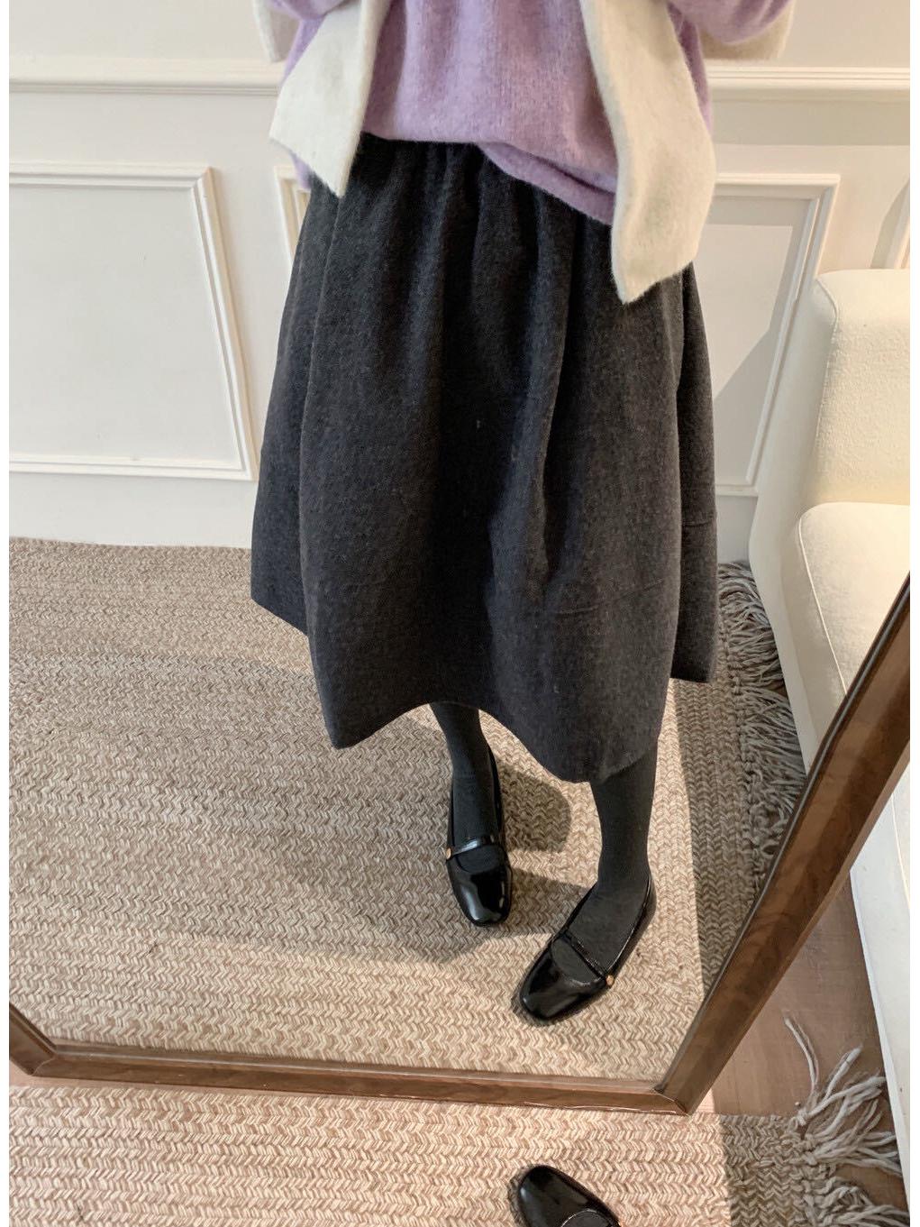 

Elegant High-Waist Wool Blend A-Line Skirt - Autumn/Winter Classic One Size темно-сірий