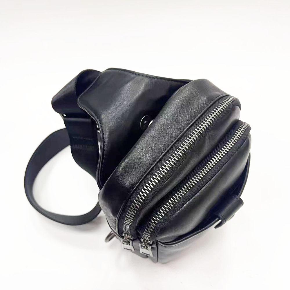 Wind Fashion Men'S Satchel High Quality Soft Cowhide Black Breast Bag Leather Messenger Bag