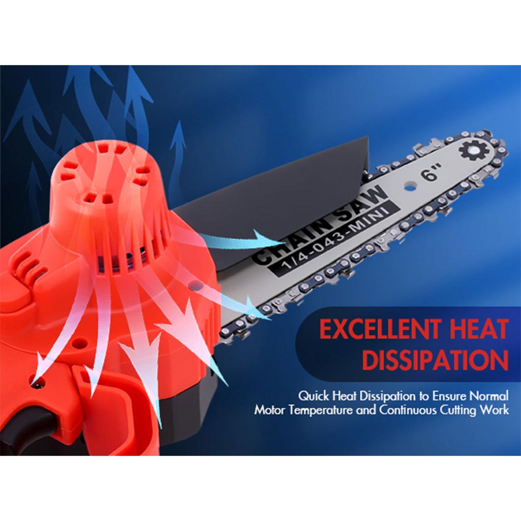 Electric chainsaw Aoresac Portable 6-inch Electric Chainsaw 550W Cordless Chainsaw with A Detachable 2000mAh Li Battery-powered