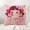 P-Peko L-Lollipop Happy Girl Cushion Cover Natural Linen Pillow Cover Double-Sided Print Cushion Case For Sofa Home Decor Gift