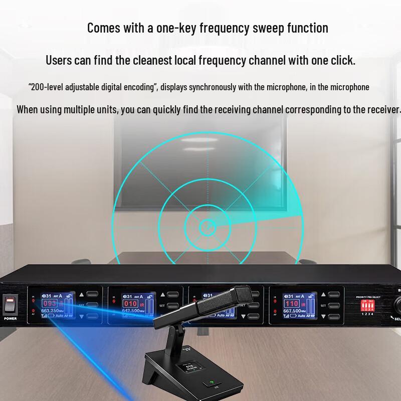 HuiDu HD-3310 Wireless One-to-Four Gooseneck Conference Microphone System (CN Version)