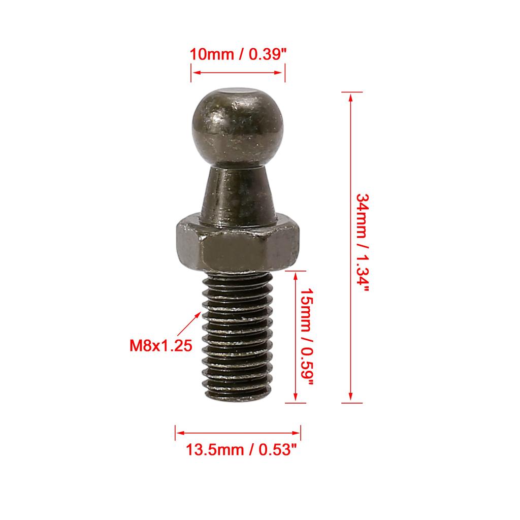X AUTOHAUX Gas Strut Ball Stud Ball Stud Bolts Ball Bolts 10mm M8x15mm Black for Gas Strut Shock 4 Sets