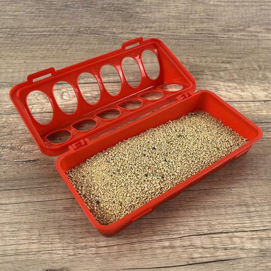 Hrănitoare de pui din plastic cu flip-top, tavă de hrănire pentru păsări mici, cu găuri, rață, prepeliță, adăpător, fără deșeuri, jgheab pentru păsări, porumbei, pui