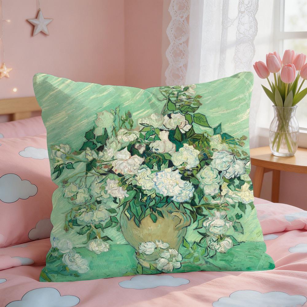Van Gogh Original Print Cushion Cover Square Short Plush Pillow Case Living Room Sofa Home Decor Funda X