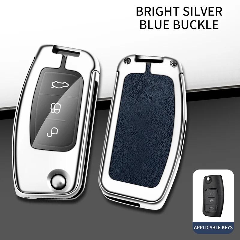 Interior Mouldings Car Metal Key Case Cover Shell For Ford Focus 2 3 Ecosport C-Max S-Max Ka Mondeo Kuga Galaxy Fiesta Keychain