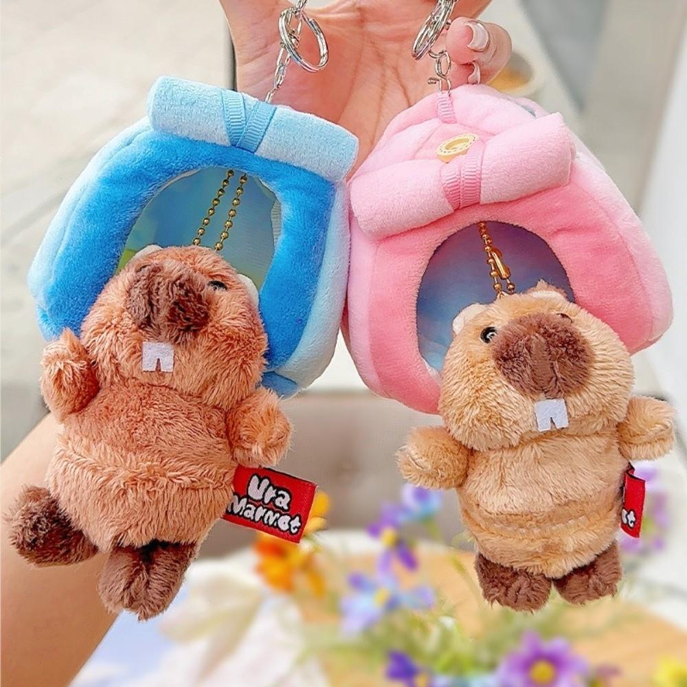 Plush Tent Pendant Portable Backpack Keychain Creative Groundhog Keychain  Keychain Collection
