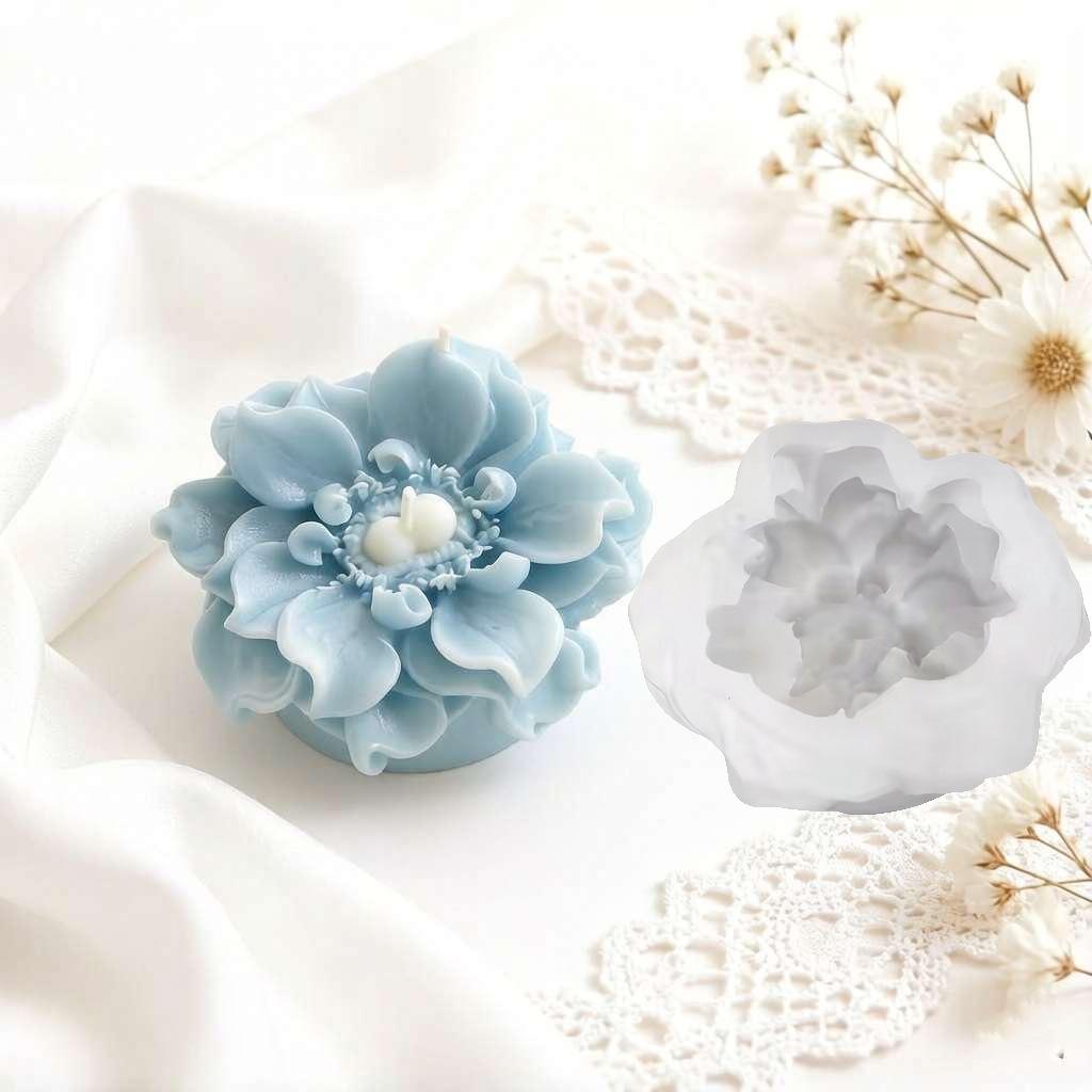Silver Lotus Flower Silicone Mold for Cake and Candle DIY